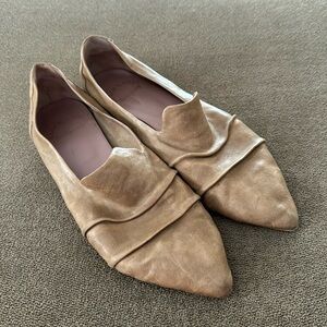 Black Label Everybody Tan Leather Flats Shoes Size 38.5 US 8 (TD)